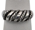 Solid 925 Sterling Silver Twisted Rope Band Ring Vintage Design Size 6