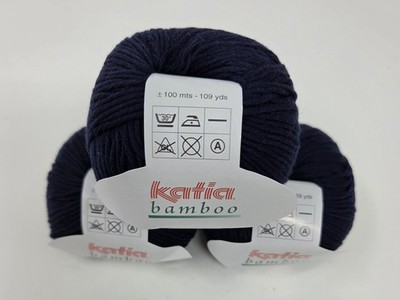 Katia Yarn BAMBOO (Lot of 3) Cotton/Bamboo Blend #05 DARK NAVY NEW DISCONTINTUED