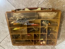 Vintage Lure collection with Vintage Magnum by Plano double sided tackle box 