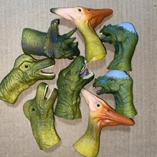 8 Realistic Plastic Dinosaur Head Finger Puppets