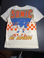 Sonic The Hedgehog Retro Graphic Tee Kids Youth Shirt Cream Size 14/16 Sega NWT
