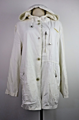 Fendi Roma Women White Vintage Trench Jacket Cotton Parka TG 42