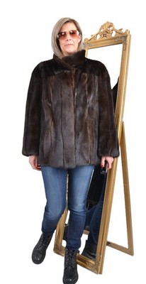 US5678 REAL MINK FUR JACKET RANCH MINK LEATHER COAT SIZE XL  - NERZJACKE