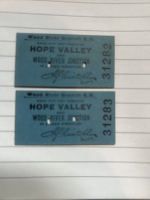 1914 Wood River Branch RR Tickets sequentielles Paar Hope Valley Wood River Jct RI