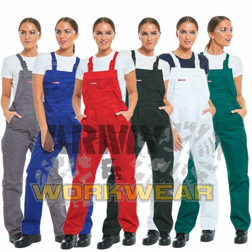 Ladies Bib and Brace Overalls Work Dungarees Engineer Coveralls + FREE