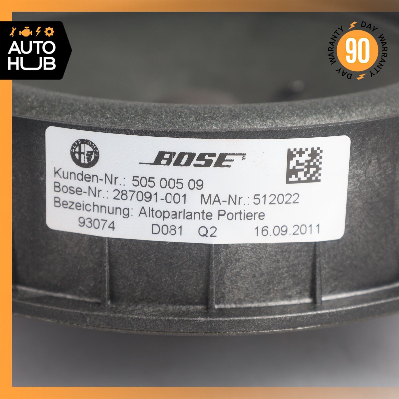 08-19 Maserati GranTurismo M145 Door Sound Speaker 50500509 OEM