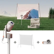 XGIMI MoGo 3 Pro Projector Bundle with PowerBase Stand, 70" Screen & Travel Case