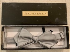 Robert Talbott "PROTOCOL' -SILVER Silk Pre-Tied Bow Tie - Get Your Tux out