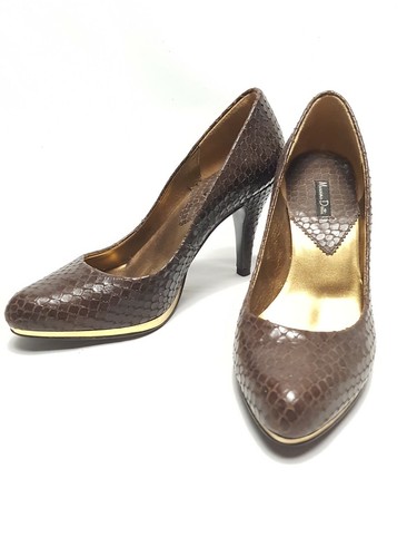 Massimo DUTTI Tacón Alto Marrón Oro Piel De Serpiente Efecto mujer zapatos  EU 37 UK 4.5 | eBay