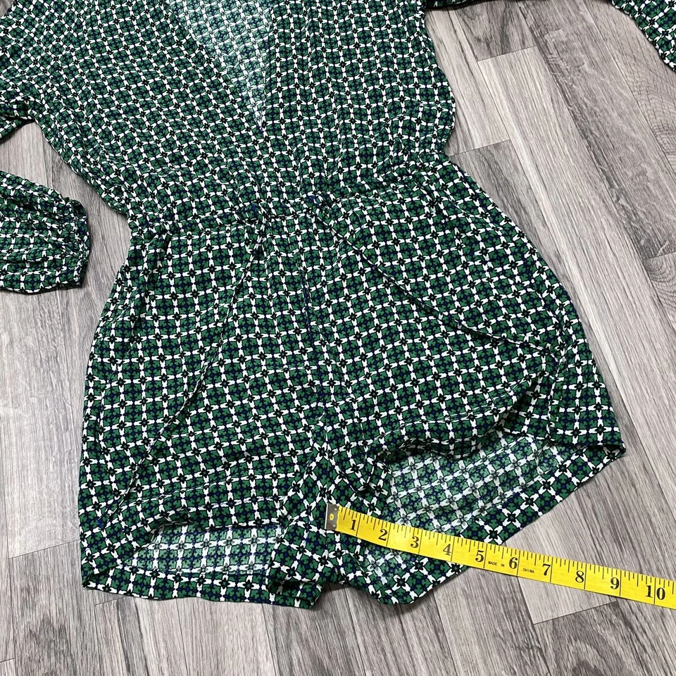 Mameluco para mujer H&M cuello en V verde geométrico manga larga talla 4 Foto 4 de 4