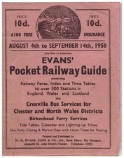 Evans 1958 Pocket Railway Guide Timetable  - Crosville - Chester & North Wales