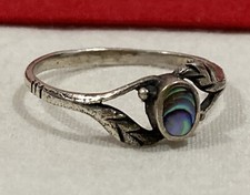 Vintage SOUTHWESTERN 925 Sterling Silver Abalone Inlay Band RING SIZE 6.25-6.5