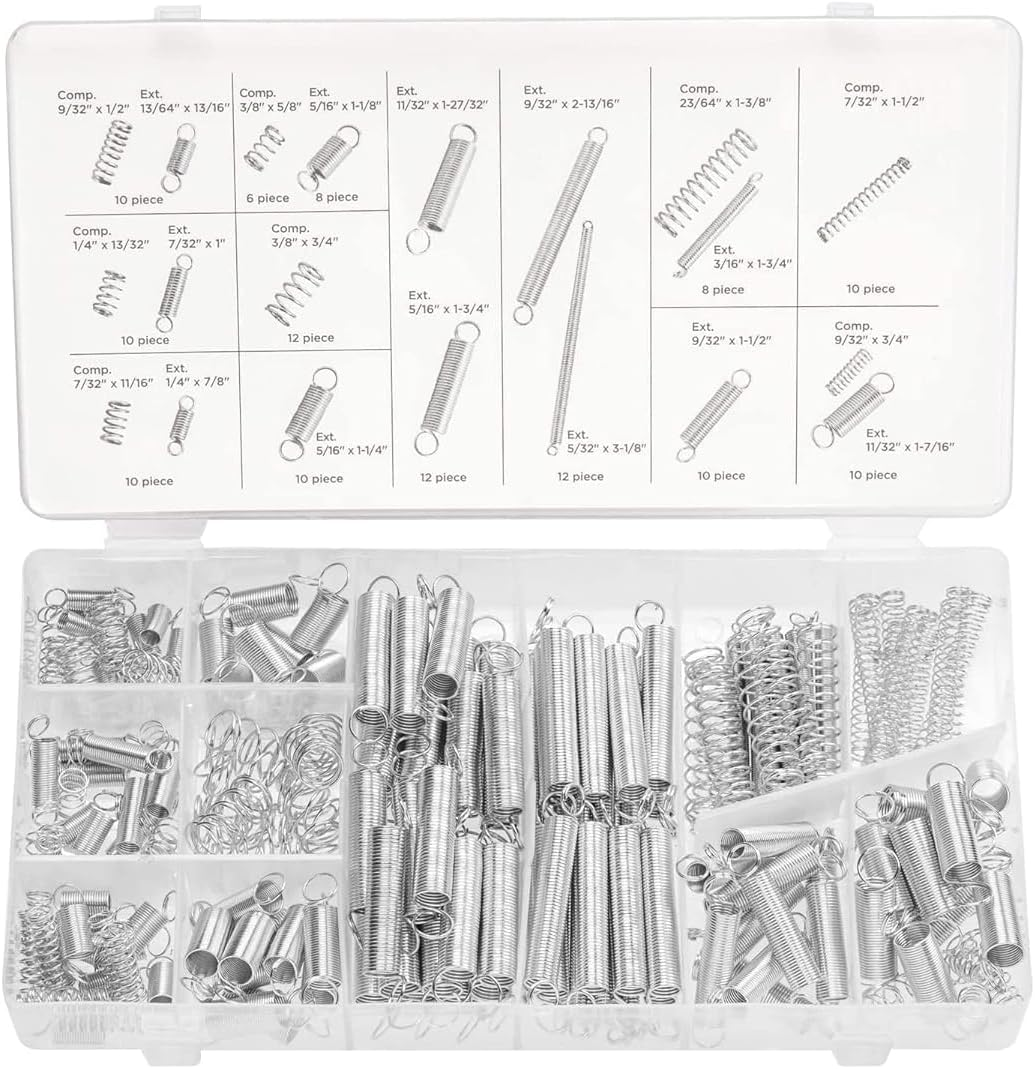 NEIKO 50456A 200-Piece Spring Assortment Set with Extension and Compression Springs-image