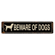 Beware of Dogs Black Rustic Street Sign - 18x4 Inch Metal Warning Sign