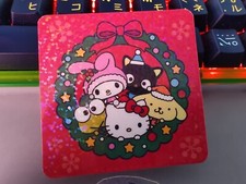 Christmas Hello Kitty Wreath Festive Kawaii Chibi Sticker Holographic WaterProof