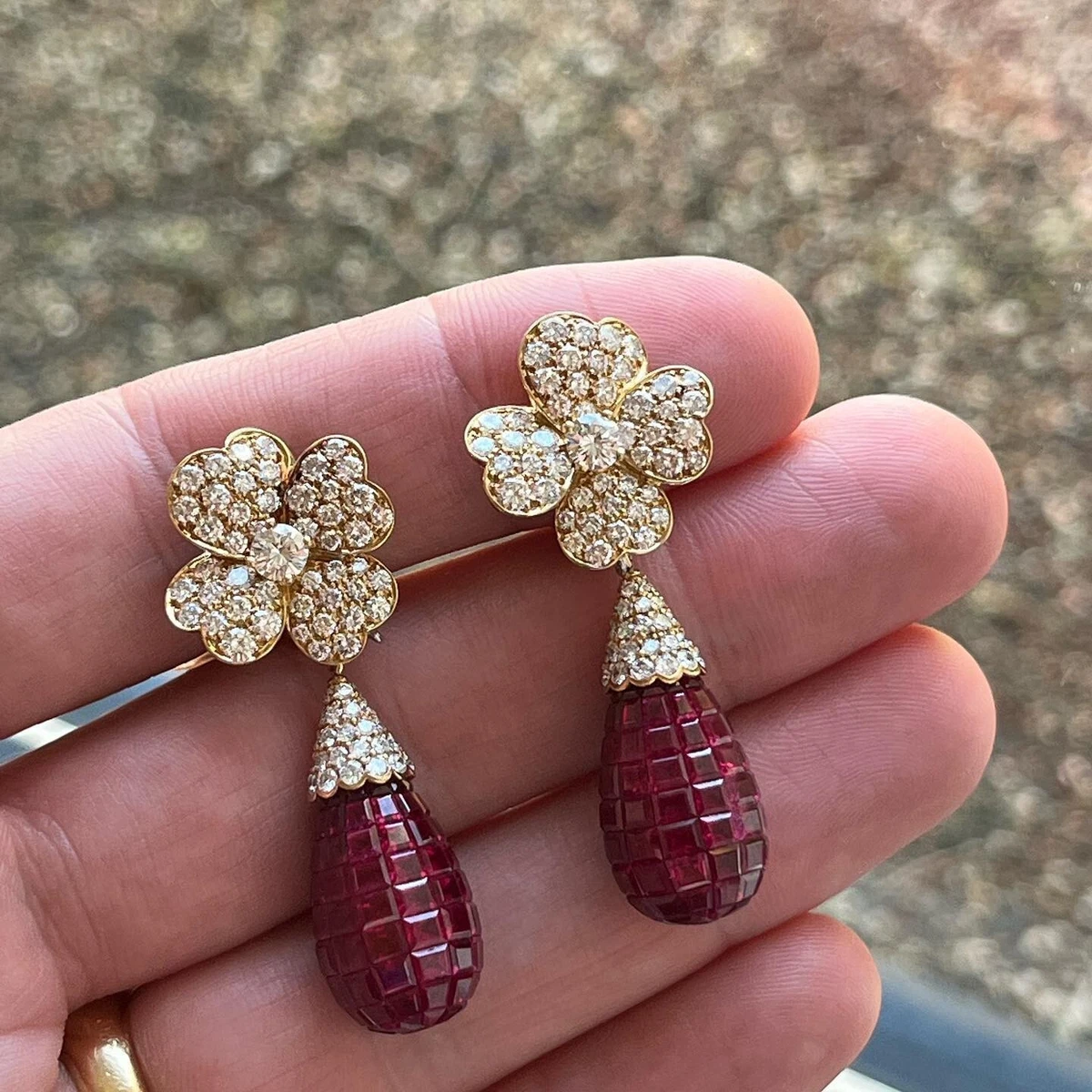 Sterling silver ruby earrings outlet