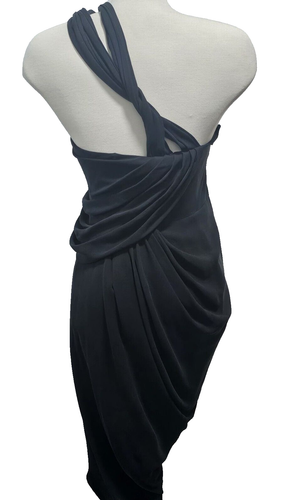 3.1 phillip lim women Black 100% silk draped one shoulder cocktail dress Size 8 - Picture 3 of 7