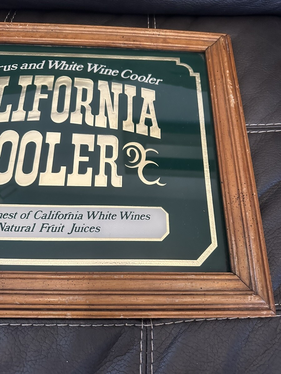 Vintage California Cooler Wine Bar Sign Mirror Beer Sign Framed 19