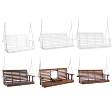 4' 4.5' 5' 5.5' Porch Swing Bench Wooden Hanging Outdoor Garden Patio Tree Swing