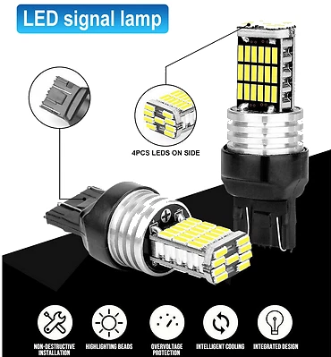 Ampoules LED T20 W21/5W 45SMD Feux De Jour freins recul 6500K pour Automobiles - Photo 3/3