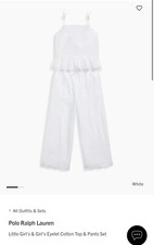 NWT Polo Ralph Lauren Girl White Eyelet Cotton Top  Pants Set Size 16 MSRP 185
