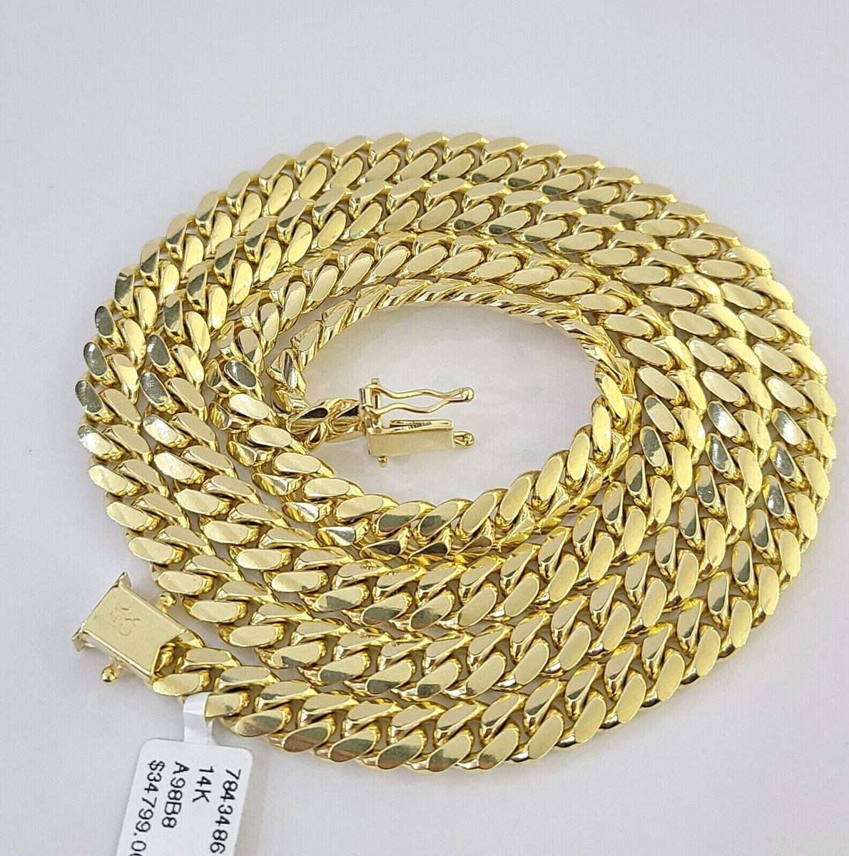 Real 14k Gold Chain Necklace 7mm 22 Inch Solid Miami Cuban Link