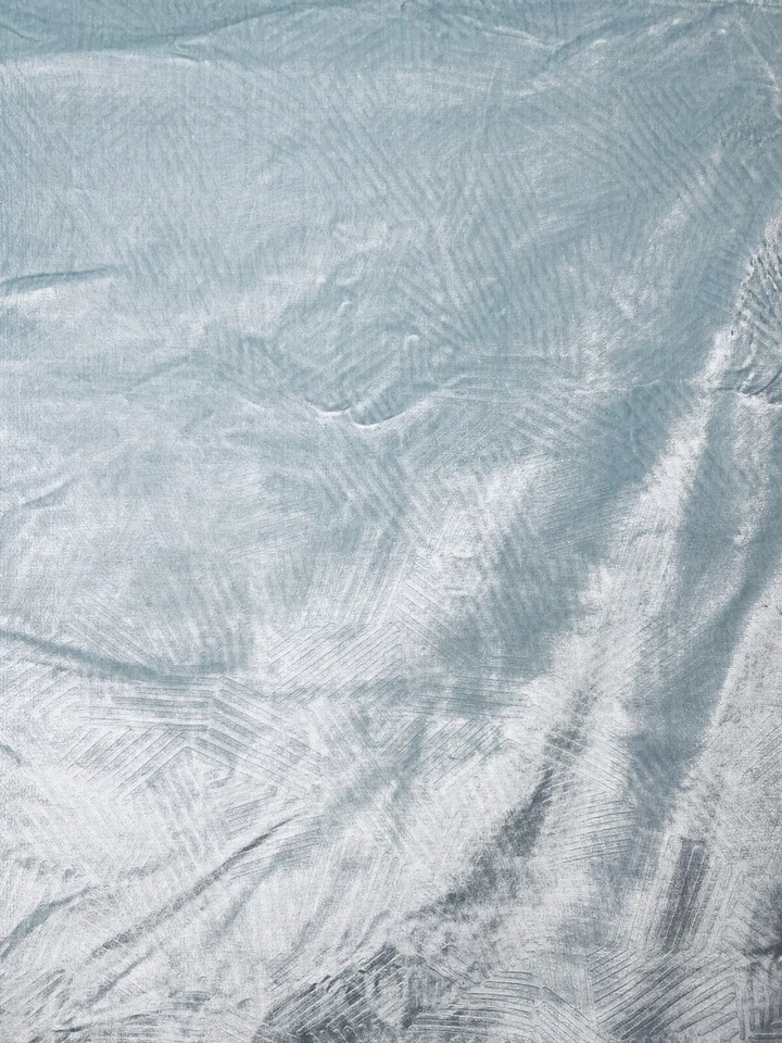 Anthropologie Raquel Velvet Curtain Panel Textured Geometric Ice Blue - Image 3 of 4