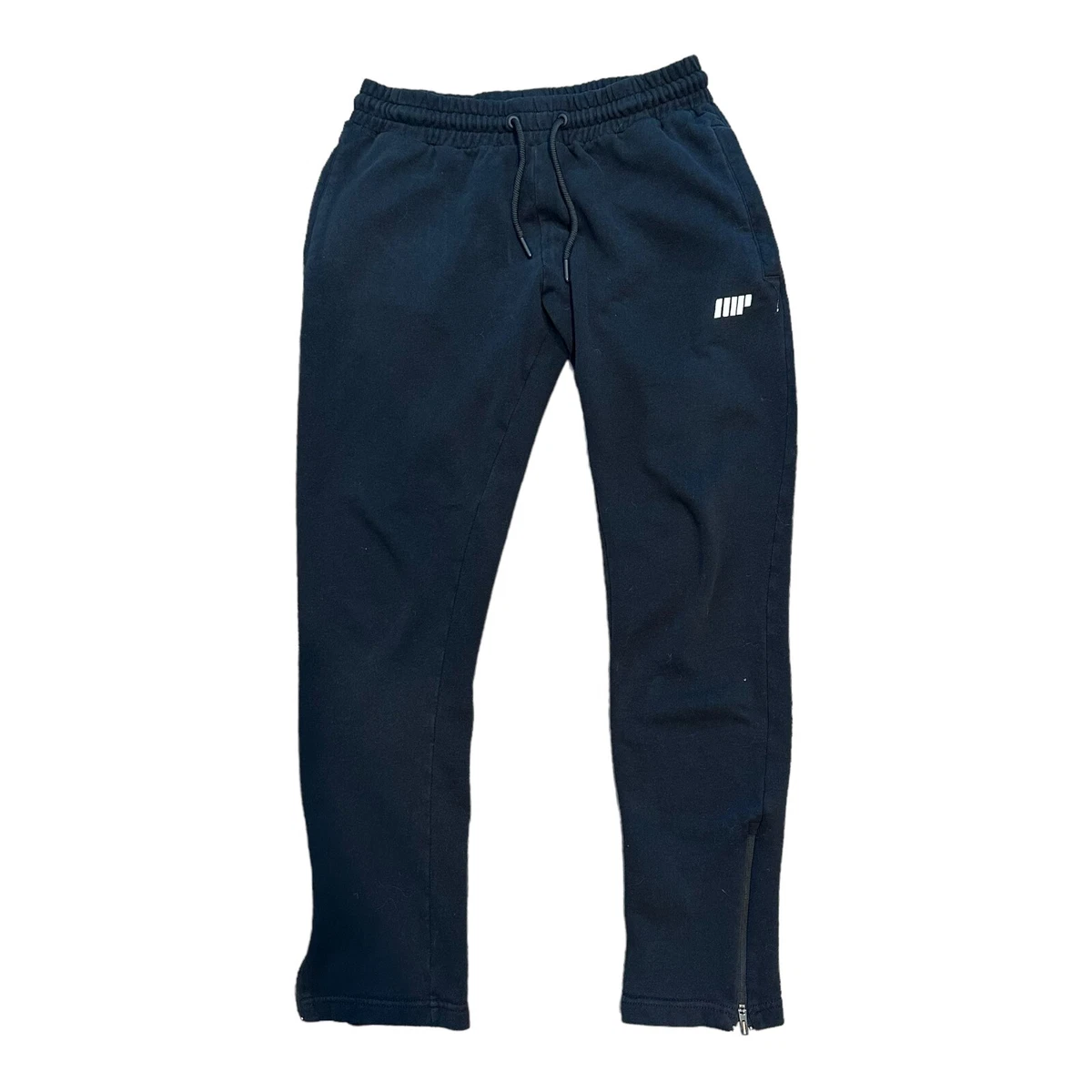 MP Mens Joggers Sweatpants Black Zipper Cuffs Logo Solid