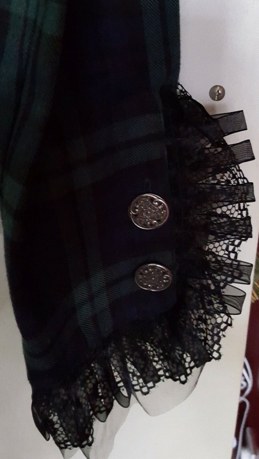 FILA Giacca Tartan Nero Cacciatore Tre File di Bordo in Pizzo TG SA