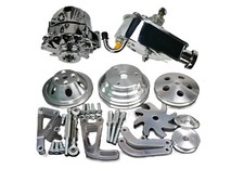 For Small Block Chevy Long Water Pump Pulley Power Steering Pump Alternator