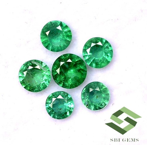 1.65 CTS Natural Emerald Round Cut 3.75 mm To 4.75 mm Lot 06 Pcs Untreated Gems - Picture 5 of 5