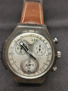 Montre Swatch Chronograph Homme Quartz avec date bracelet Cuir Ref E69 |  eBay