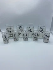 Libbey Highball Set of 4 Glasses and Set of 5 Juice or Shot Glasses Silver Wheat