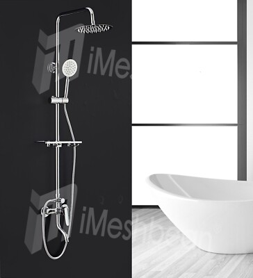 Shower Faucet Set w/Mixer Valve Kit Rainfall Shower Head Combo System Wall Mount