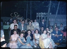 Women Girls Men Party 35mm Slide 1950s Red Border Kodachrome