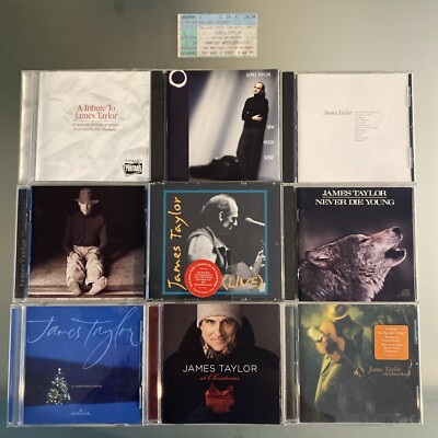James Taylor 10   LOT: Live, October Rd, Hourglass,  Greatest Hits, VTG Ticket