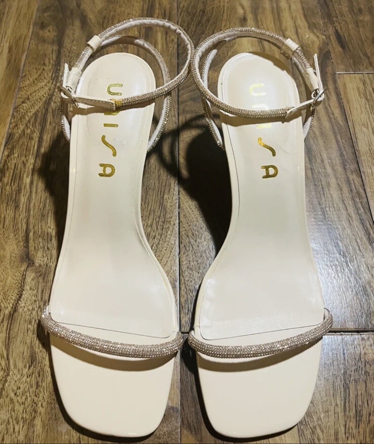 Unisa Beige Sparkle Heels in Pink Blush Size 9 EUC Womens Shoes-image