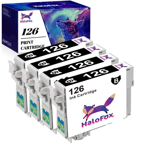 4pk T126 126 Black Printer Set Ink Cartridge for Epson WorkForce 520 WF