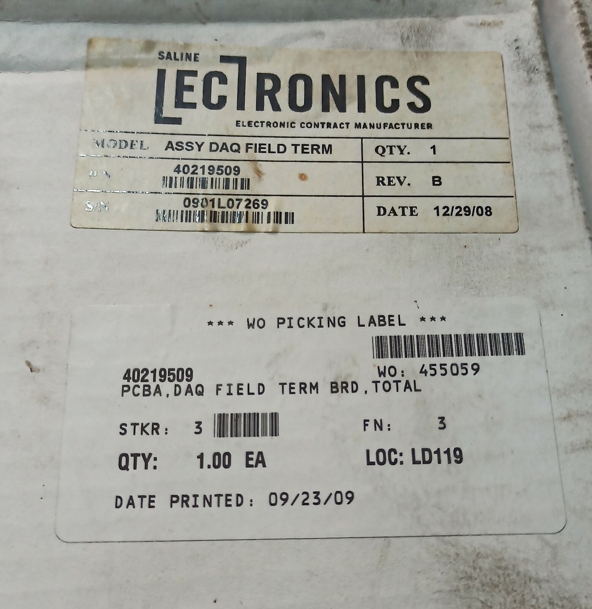 PCBA Board - Assy. DAQ Field Term 40219509 FAB REV B MD TOTCO 