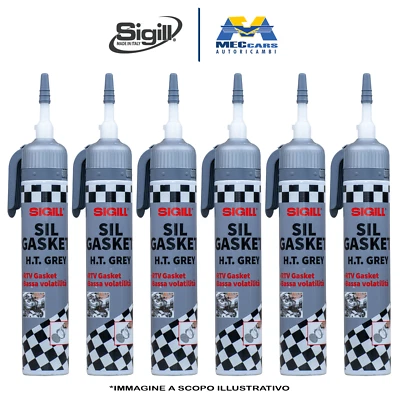 SIGILL SIL GASKET RTV SILICONE NEUTRO GRIGIO AUTO PIC BASSA VOLATILITÀ x 6 Pz