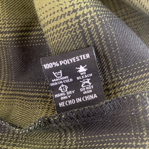 Dixxon Flannel Shirt DFC Youth Size Large Green Black Plaid Snap Grunge Western - Picture 10 of 10