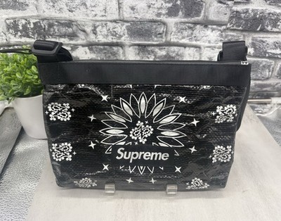 Supreme Black Bandanna Paisley Crossbody Shoulder Bag Tarp Purse 