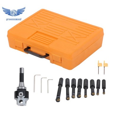 3'' Boring Head R8 Shank + 10 pcs Carbide Indexable Tipped 3/4'' Boring Bar Set