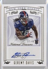 2015 National Treasures Rookie Signatures Gold 37/49 Geremy Davis #166 Auto 5x8