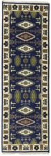 2'7 X 8'0 ft Kazak Oriental Runner Rug Blue Geometric Kitchen  Hallway Decor