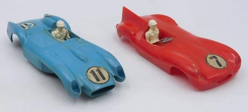 Strombecker Ferrari Testarossa & Jaguar D rare 1st type body only 1:32 USA 1960s