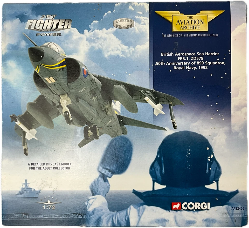 ARCHIVO DE AVIACIÓN CORGI AA32405 SEA HARRIER FRS.1 ZD578 50 ANIVERSARIO 1992 ESCALA 1:72 Foto 2 de 4