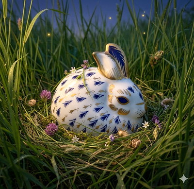 Royal Crown Derby Imari Nesting Rabbit Paperweight Gold Stopper 1st Quality