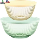 Pyrex Colors (2-Pack) Sculpted Tinted Small/Medium Glass Mixing Bowls with Lids,