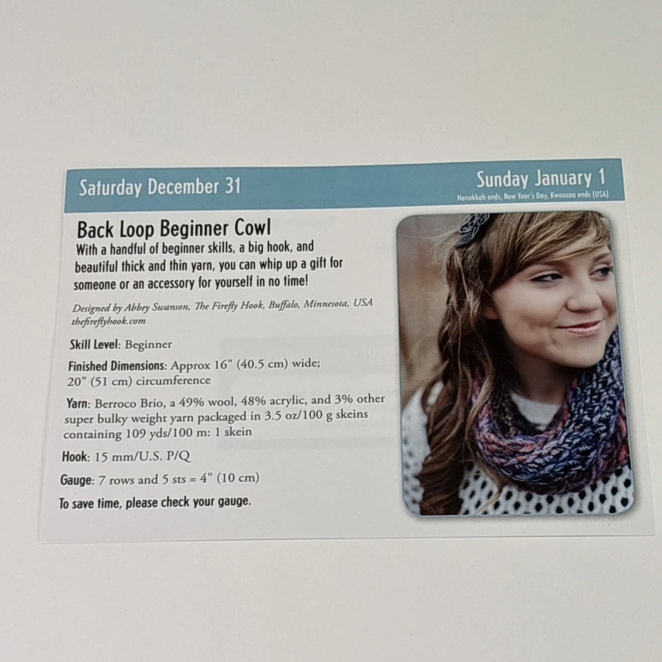 Back Loop Beginner Cowl Crochet Pattern Card Page - Image 3 of 3